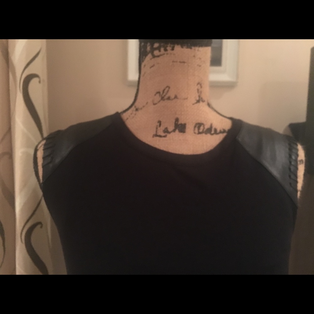 AllSaint Leather Trimmed Mini Dress